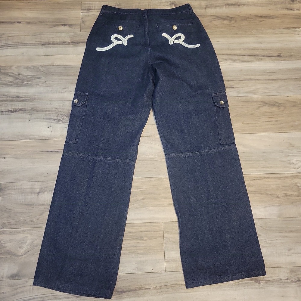 Rocawear Jeans Youth Size 20  Blue Vintage‎ Embroidered Distressed Baggy Hip Hop